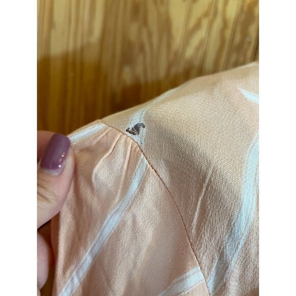 Free People Crop Top Tiered Pullover Blouse Long Sleeve Peach Striped Sz M - Picture 7 of 10